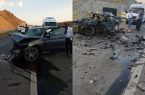 عکس/ نتیجه برخورد بنز آلمان و پژو آر دی ایران در جاده مرند به جلفا